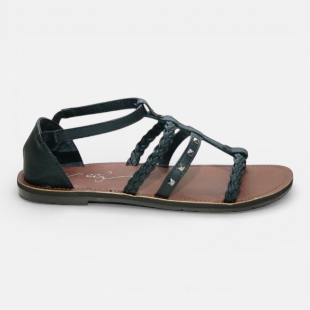 Reef Black Braided Strappy Sandals